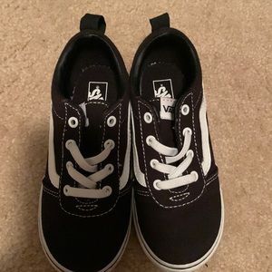 Black and white slip on vans. Size youth 10